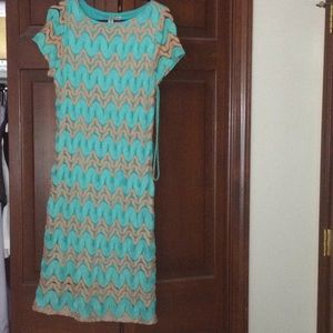 Tan and teal Tacera dress